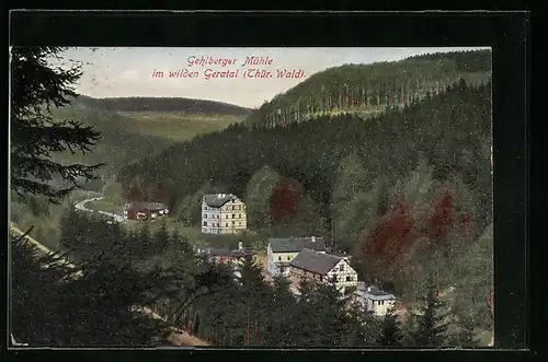 AK Gehlberg, Gehlberger Mühle im wilden Geratal (Thür. Wald)
