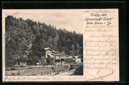 AK Edle Krone i. Sa., Hotel Unverhofft Glück