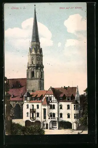 AK Löbau i. S., Blick auf die Kirche