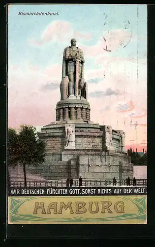 AK Hamburg-St.Pauli, Bismarckdenkmal