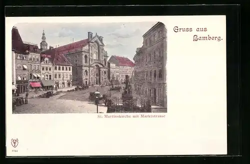 AK Bamberg, St. Martinskirche mit Marktstrasse