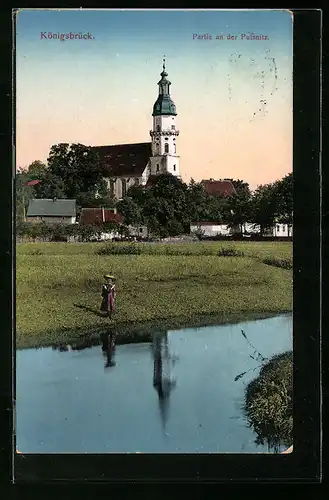 AK Königsbrück, Partie an der Pulsnitz