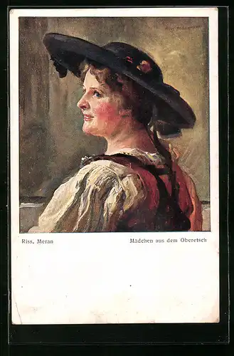 Künstler-AK Thomas Riss: Mädchen aus dem Oberetsch