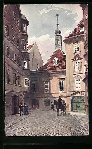Künstler-AK Rudolf Preuss: Wien, Die Schönlaterngasse