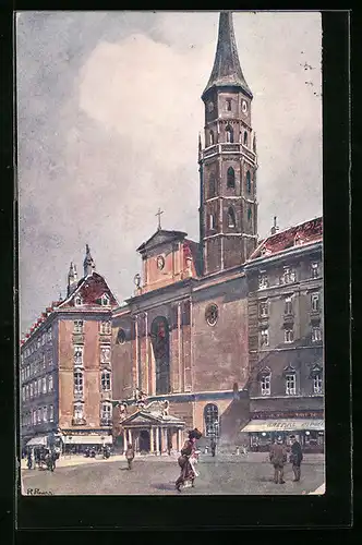 Künstler-AK Rudolf Preuss: Wien, Michaelerkirche