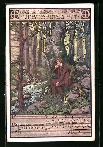 Künstler-AK Ernst Kutzer: Schubert-Lieder, Liebesbotschaft