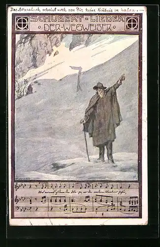 Künstler-AK Ernst Kutzer: Schubert-Lieder, Der Wegweiser