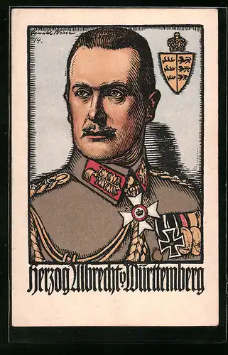 Künstler-AK Herzog Albrecht von Württemberg, Führer im Weltkrieg