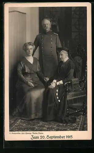 AK Grossherzog Friedrich von Baden mit Gattin und Mutter