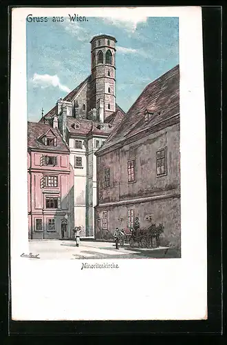 Künstler-AK Erwin Pendl: Wien, Minoritenkirche