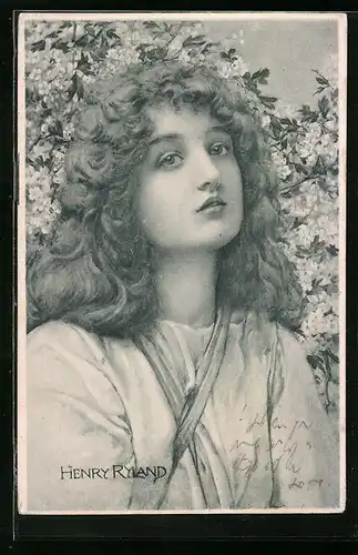 Künstler-AK Henry Ryland: Hübsches junges Mädchen