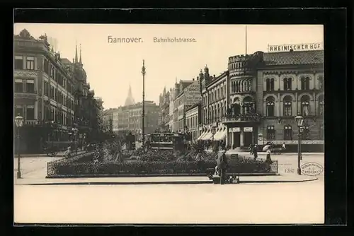 AK Hannover, Strassenbahn in der Bahnhofstrasse