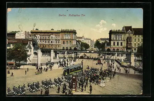 AK Berlin, Hallesches Tor mit Strassenbahn