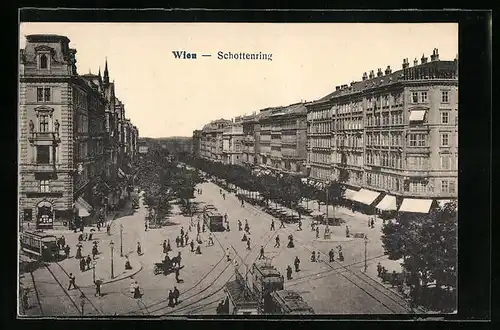 AK Wien, Schottenring mit Strassenbahn