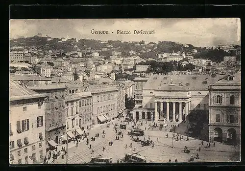 AK Genova, Piazza De-Ferrari, Strassenbahn