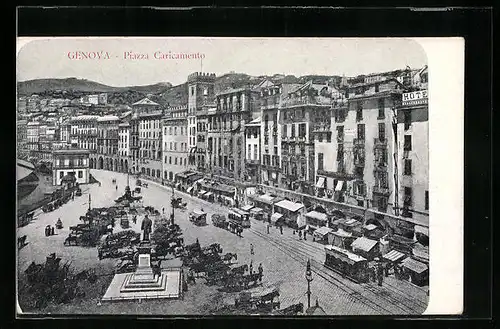 AK Genova, Piazza Caricamento, Strassenbahn