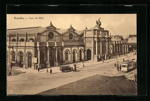 AK Bruxelles, Gare du Midi, Strassenbahn