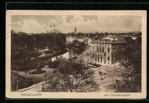 AK Düsseldorf, Strassenbahn am Corneliusplatz