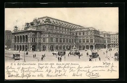 AK Wien, K. k. Hof-Operntheater und Strassenbahn