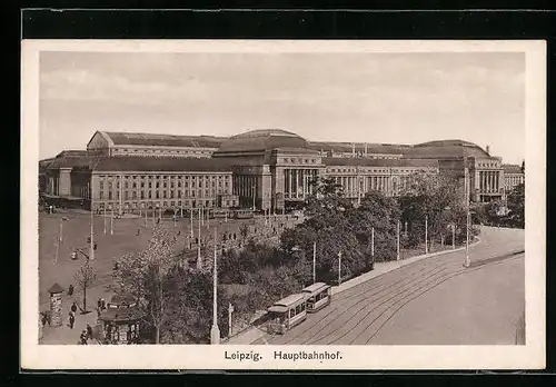 AK Leipzig, Strassenbahn am Hauptbahnhof