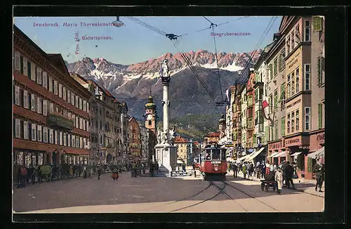 AK Innsbruck, Maria Theresienstrasse mit Strassenbahn