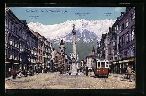 AK Innsbruck, Maria Theresienstrasse mit Strassenbahn