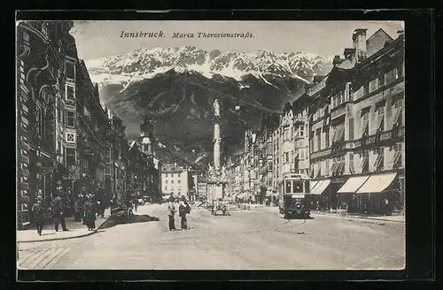 AK Innsbruck, Maria Theresienstrasse mit Strassenbahn