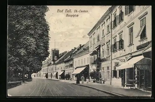 AK Bad Hall, Hauptplatz mit Geschäften