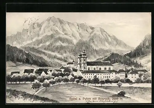 Künstler-AK Spital a. Pyhrn, Stift mit Bosruck