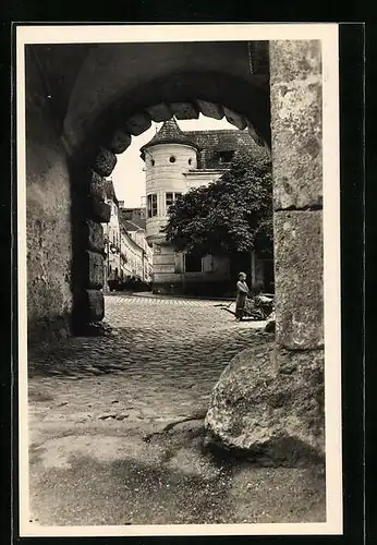 AK Steyr a. d. Enns, Grünmarkt durch Tor