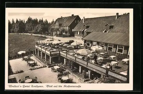 AK Torfhaus im Oberharz, Wulfert`s Hotel Torfhaus, Bick auf die Cafeterrasse