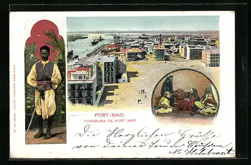 AK Port-Said, Panorama, Frauen mit Kindern, Araber