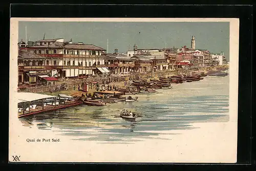 Lithographie Port Said, Le Quai