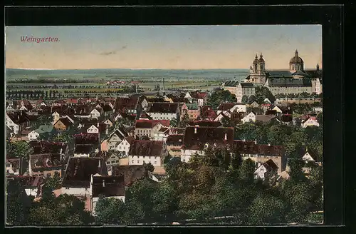 AK Weingarten, Gesamtansicht aus der Vogelschau