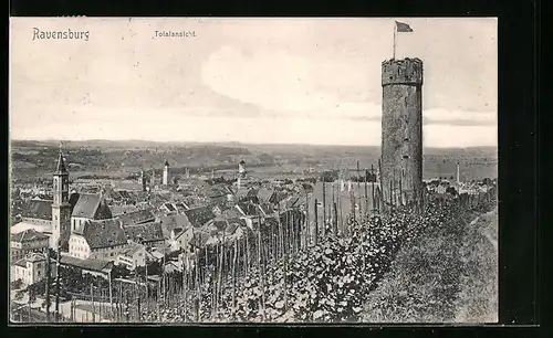 AK Ravensburg, Totalansicht aus der Vogelschau