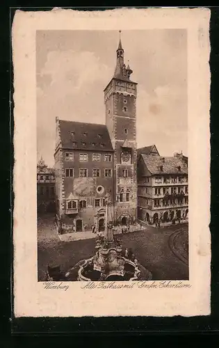 AK Würzburg, Altes Rathaus mit Grafen Eckardturm