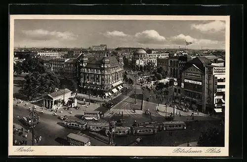 AK Berlin, Potsdamer Platz mit Strassenbahnverkehr