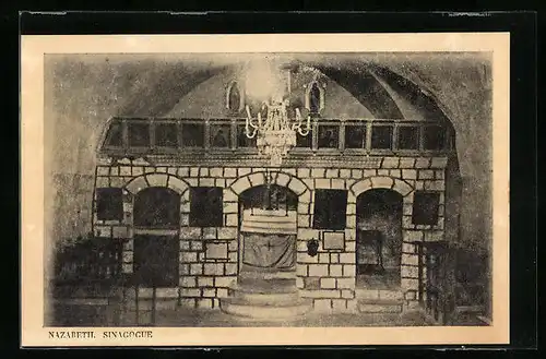 Künstler-AK Nazareth, Innenansicht der Synagoge