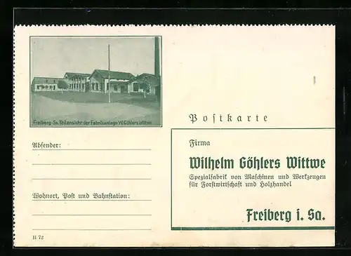 AK Freiberg i. Sa., Firma Wilhelm Göhlers Wittwe, Fabrikanlage