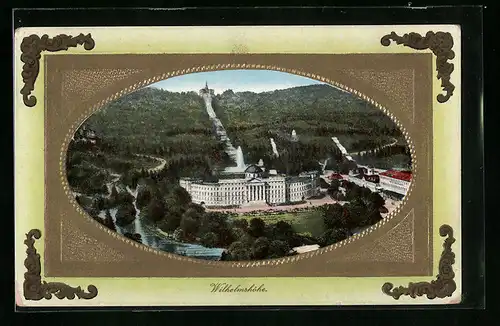 Präge-AK Wilhelmshöhe, Gebäudeansicht, Passepartout