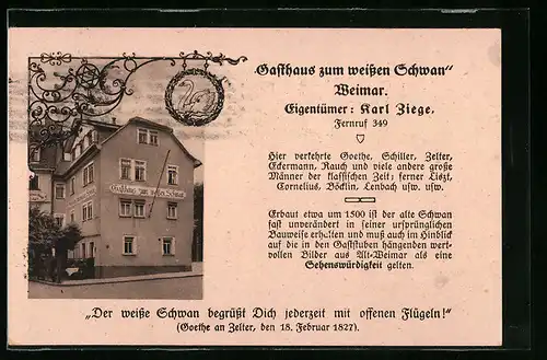 AK Weimar, Gasthaus zum weissen Schwan