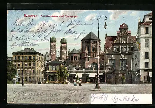AK München, Partie mit Künstlerhaus und Synagoge