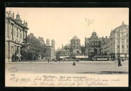 AK München, Blick vom Lenbachplatz, mit Synagoge