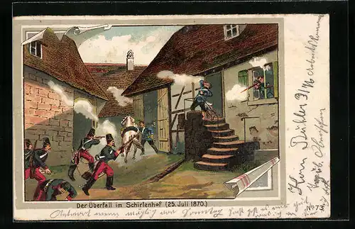 Künstler-AK Der Überfall im Schirlenhof 1870