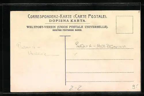 Künstler-AK Briefmarken und Wappen Bosnien-Herzegowinas