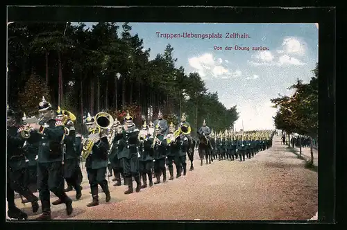 AK Zeithain, Musikkorps vor marschierenden Infanteristen