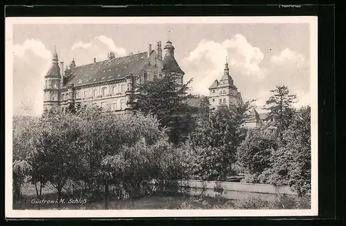 AK Güstrow /Meckl., Flusspartie am Schloss