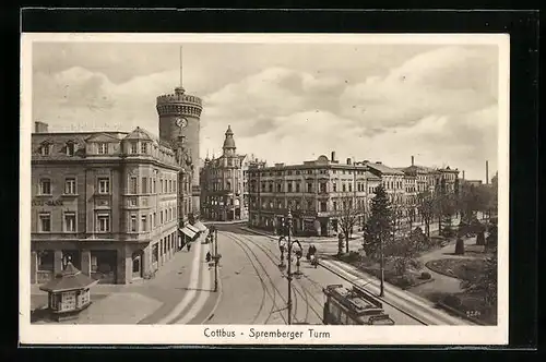 AK Cottbus, Strassenpartie am Spremberger Turm