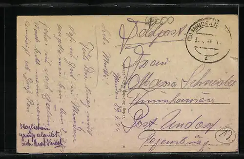 AK Minden i. W., Blick in die Bäckerstrasse