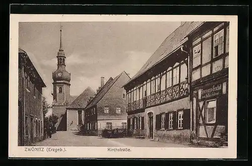 AK Zwönitz /Erzgeb., Strickwaren-Geschäft von Julius Lübner in der Kirchstrasse